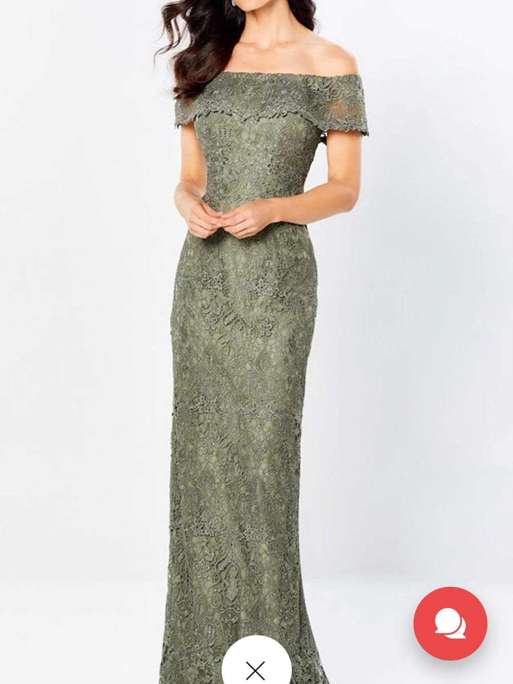 Montage by Mon Cheri Strapless Lace Midi Dress in Sage